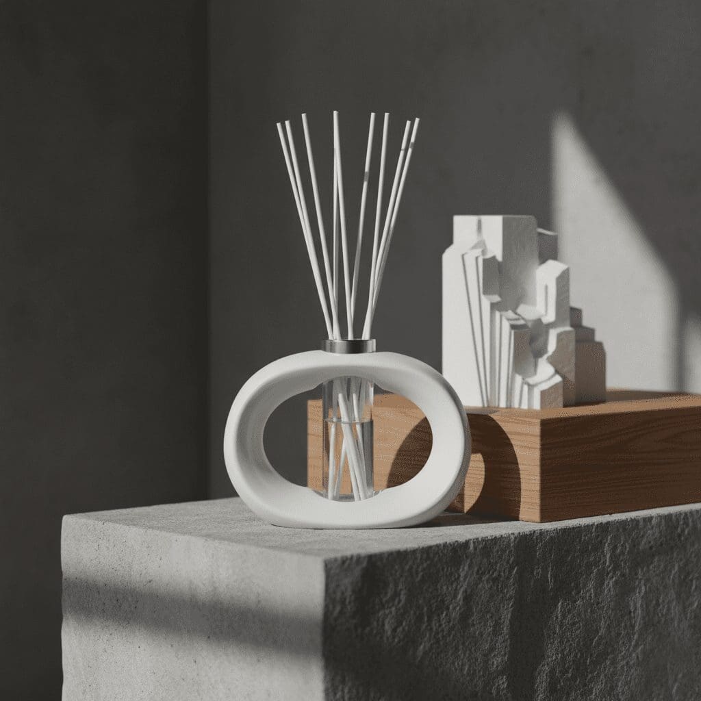 Modern decor with diffuser and sculpture